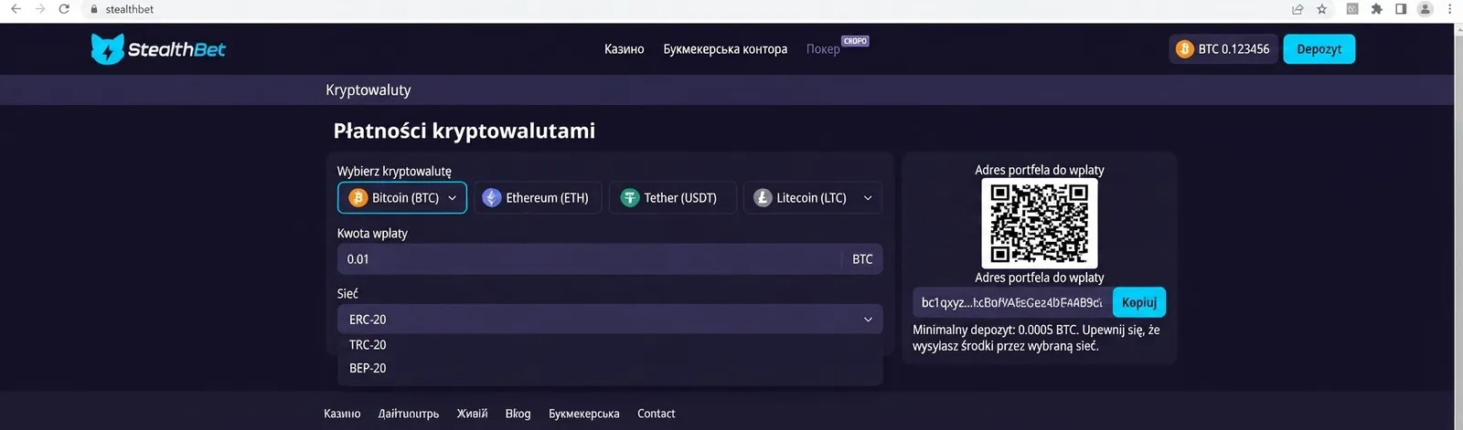 Ikona ilustrująca transakcję kryptowalutową w kasynie StealthBet
